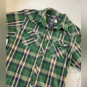 The North Face Men's Shirt Size Medium Green S/S Plaid California Heritage
